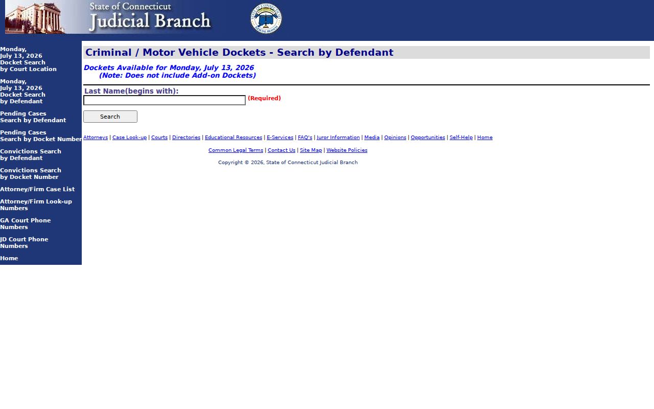 Milford court dockets criminal and motor vehicle daily docket by defendant