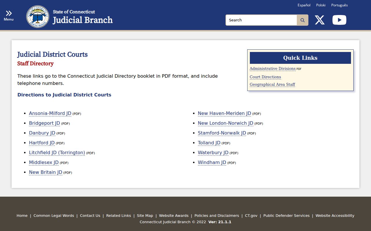 Milford court records Judicial District court phone directory