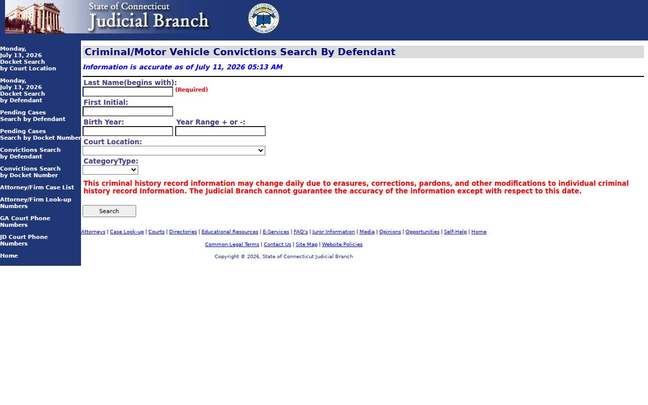City of Milford criminal court records conviction search by defendant
