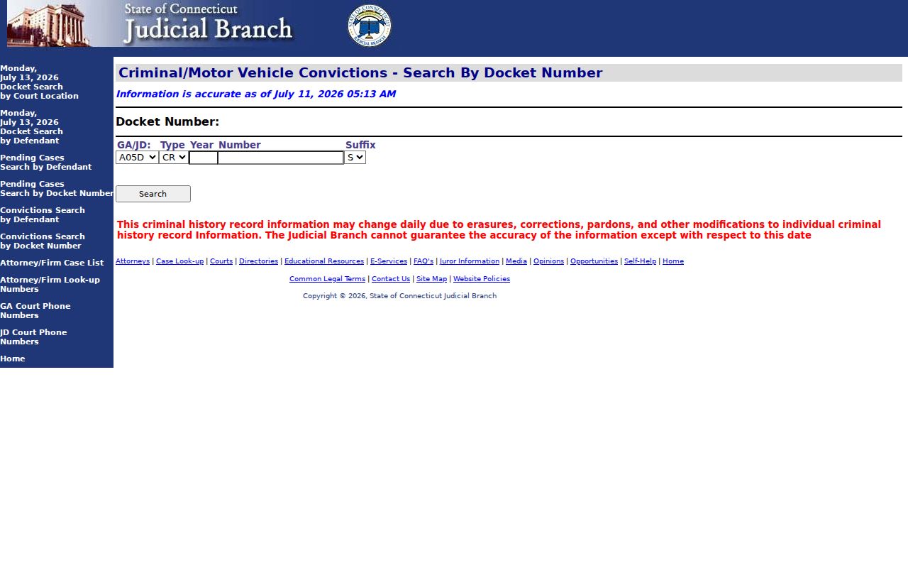 City of Milford criminal court records docket number search