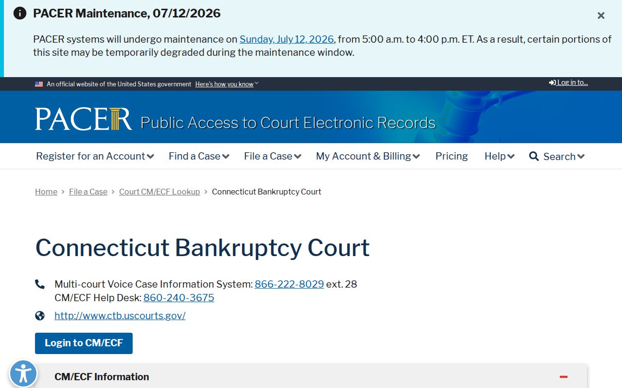 City of Milford court records PACER bankruptcy lookup