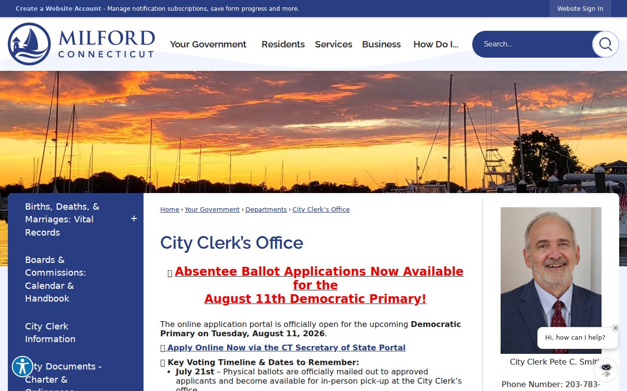 Milford marriage and divorce records City Clerk office