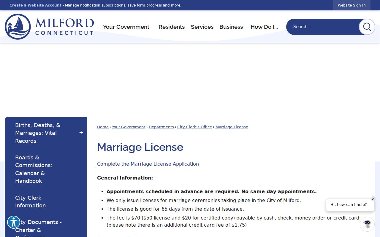 Milford marriage and divorce records marriage license instructions