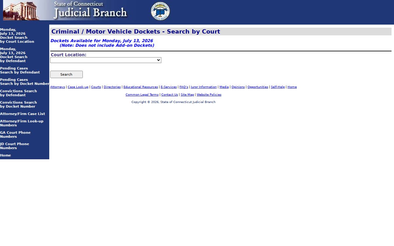 City of Milford traffic court records daily docket by court search