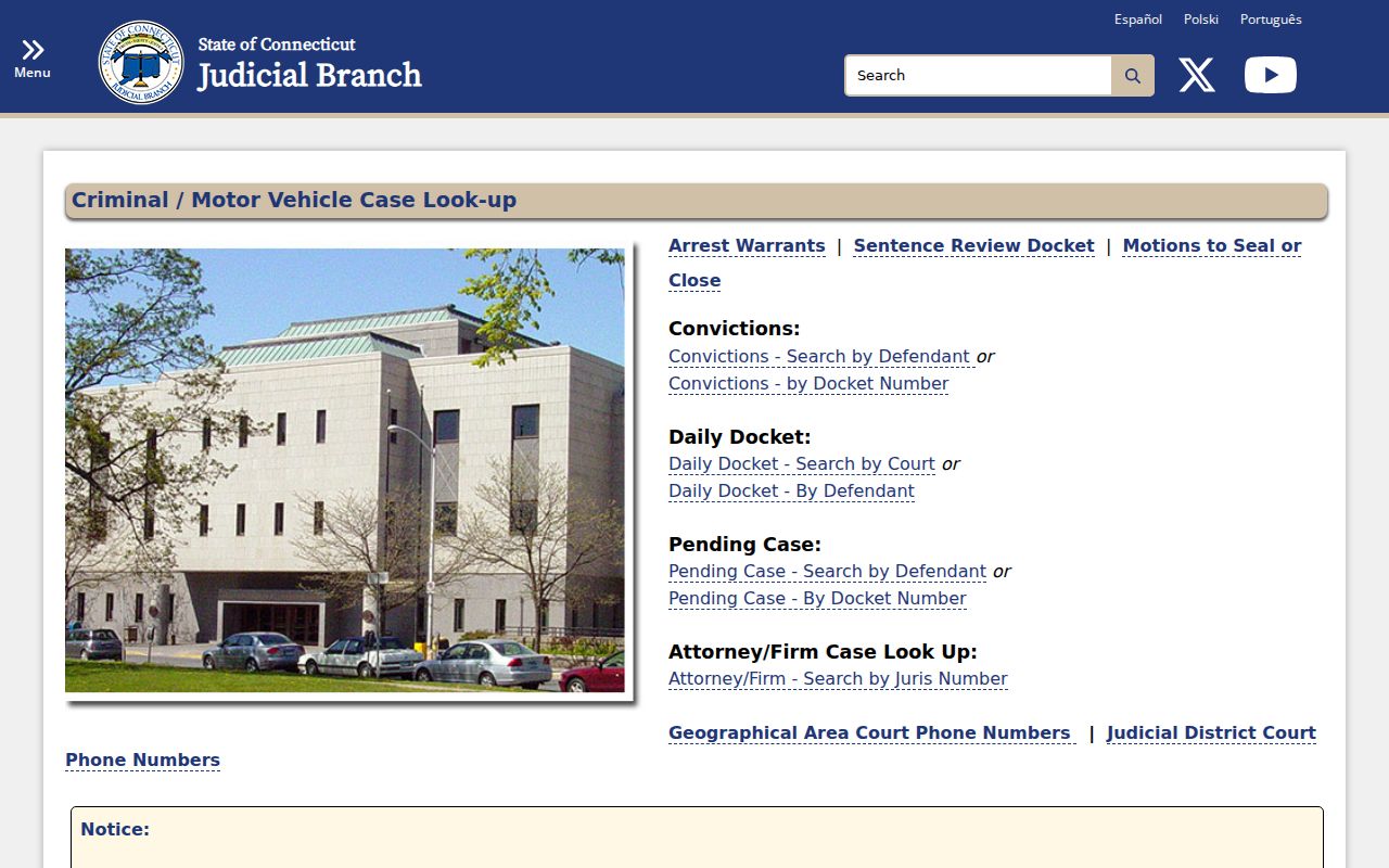 City of Milford traffic court records criminal and motor vehicle lookup menu