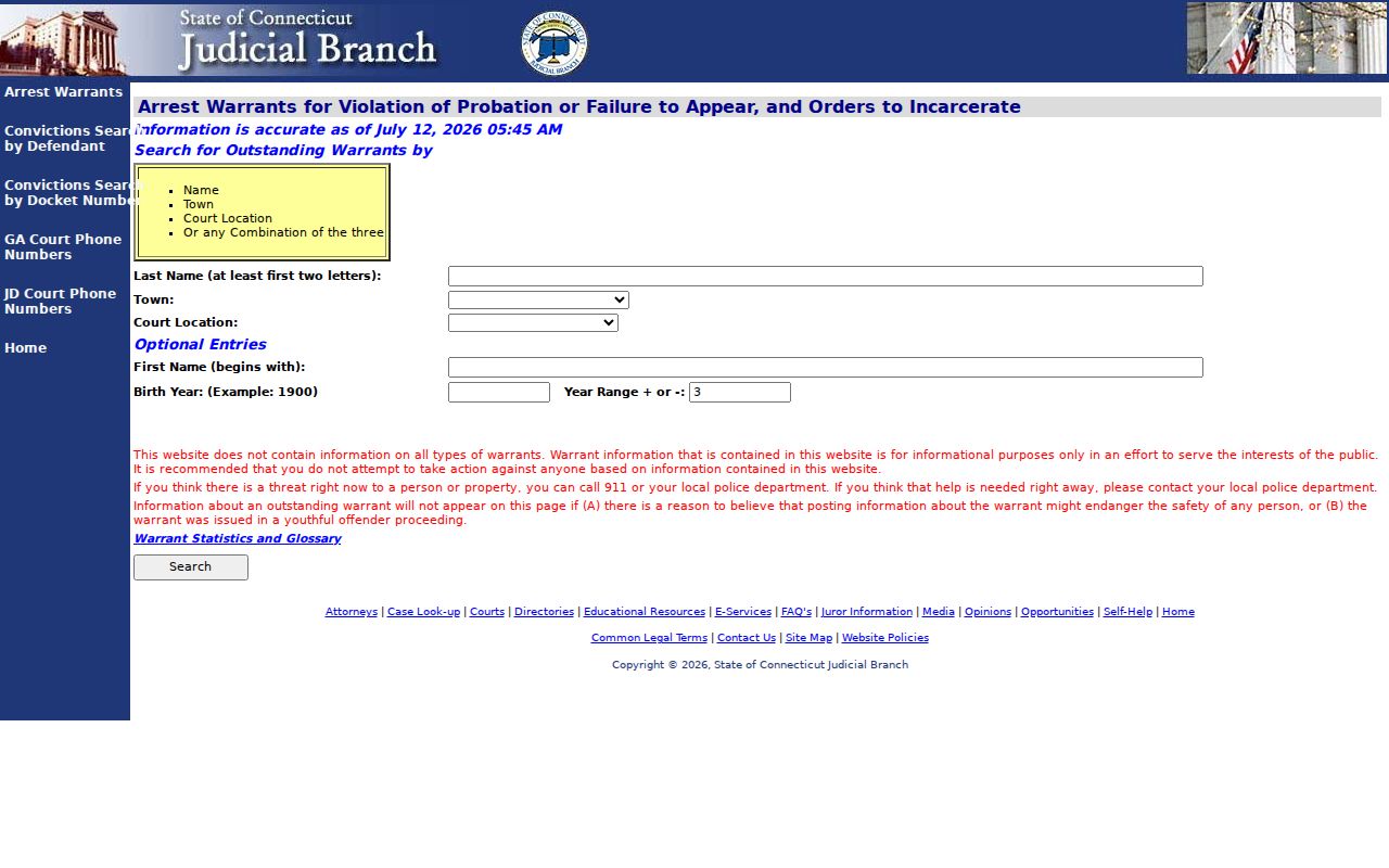 City of Milford warrant records Connecticut arrest warrant lookup