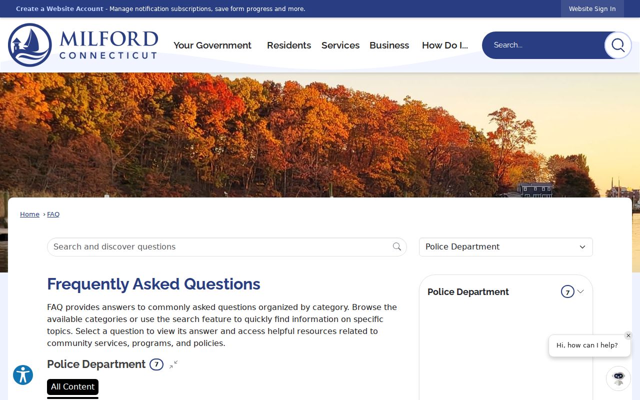 City of Milford warrant records police FAQ and local record check information